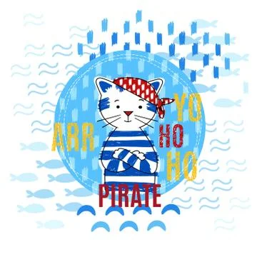 Pirate cat vector illustration Stock Illustration