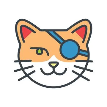 Pirate cat. Winking cat with an eye patch, symbolizing adventure and mischief Illustrazione stock