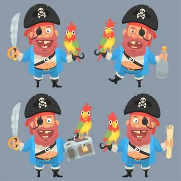 Pirate character in different variants Stock Illustration