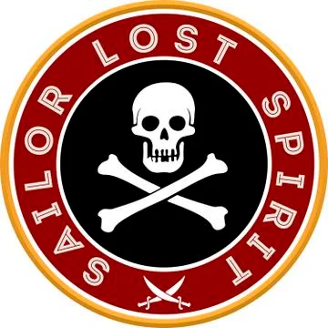 Pirate circular emblem with text, skull and bones. Stock Illustration