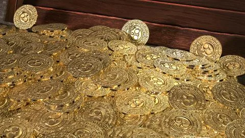 Pirate coins treasure. 3D render. Stock-Illustration