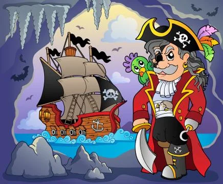 Pirate cove topic image Stock Illustration