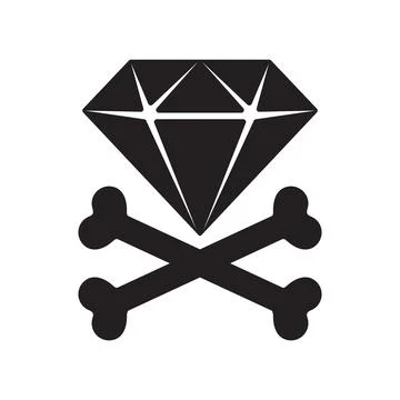 Pirate crossbones vector diamond icon jewelry logo illustration Halloween Stock Illustration