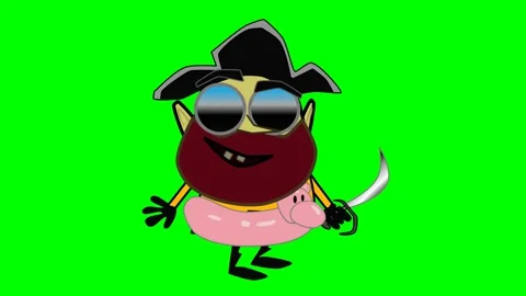 Pirate dagger walks ship, sailor hat, green screen Stock Footage 289213321