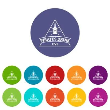 Pirate drink icons set vector color Illustrazione stock