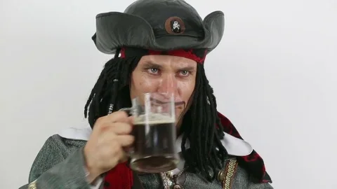 Pirate drinking beer Stock Footage 71701731