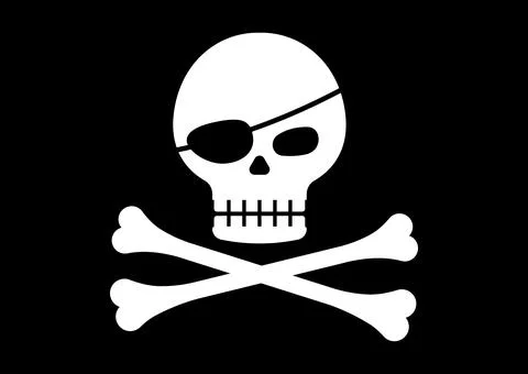 Pirate eye patch and skull with crossbones vector illustration. Stock Illustration