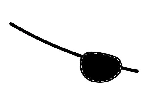Pirate eye patch black silhouette with dotted line stroke vector illustration. Stock Illustration