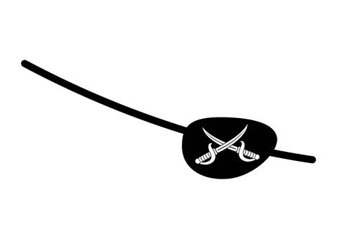 Pirate eye patch with cross cutlass photo props symbol vector illustration. Illustrazione stock
