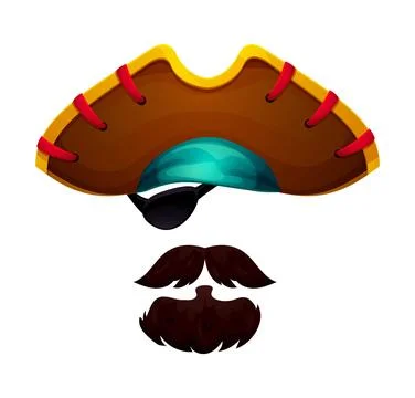 Pirate eye patch, hat and beard photo booth mask Stock Illustration