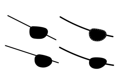 Pirate eye patch or blindfold mask black silhouette with dotted line stroke Stock Illustration