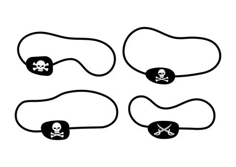 Pirate eye patch with skull and cross bones and cutlass bandage set. Illustrazione stock