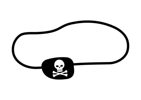 Pirate eye patch with skull and cross bones vector illustration. イラスト素材