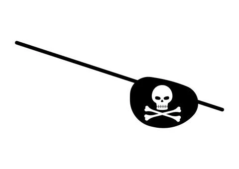 Pirate eye patch with skull and cross bones bandage. Illustrazione stock