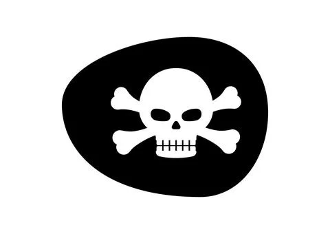 Pirate eye patch with skull and cross bones vector illustration. Illustrazione stock