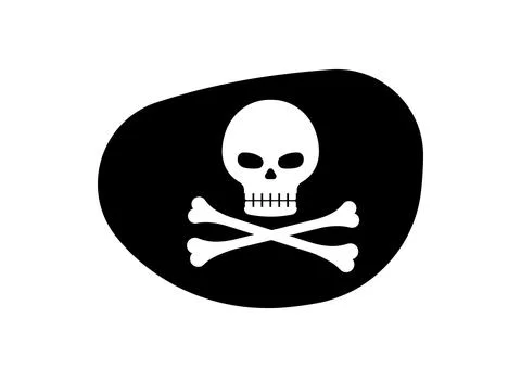 Pirate eye patch with skull and cross bones vector illustration. Ilustración de archivo