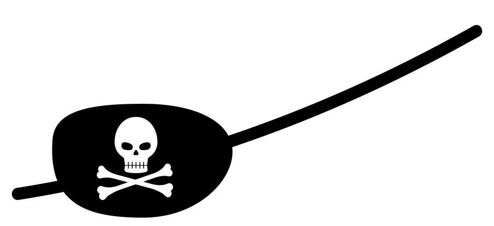 Pirate eye patch with skull and cross bones face bandage. Illustrazione stock