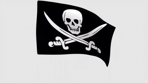 Pirate Flag – 3d render looped with alpha channel. Video stock 335014597