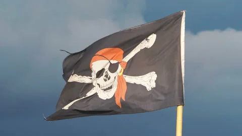 Pirate Flag in 4k slow motion 60fps Stock Footage 119818255