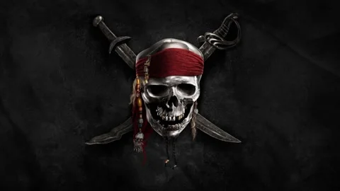 Pirate Flag Background 4K Seamless Loop Stock Footage 223423842