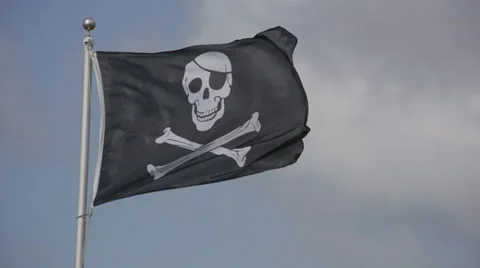 Pirate Flag blowing in the wind Video stock 27622589