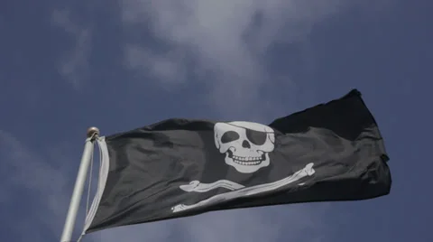 Pirate Flag blowing in the wind Video stock 27623088