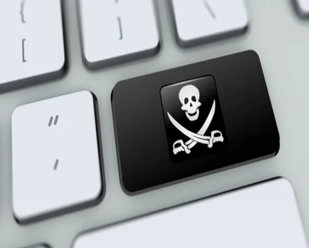 Pirate flag button on computer keyboard. Key is pressed, click for HD Stock Footage 35648179