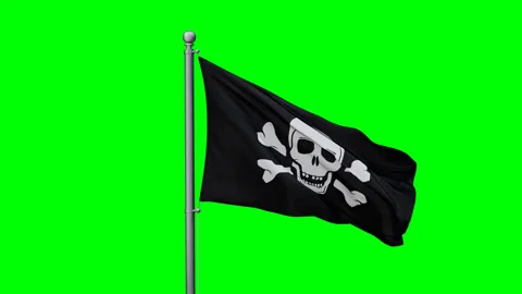 Pirate flag chroma key Stock Footage 284019290