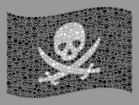 Pirate Flag - Collage of Skull Elements Illustrazione stock