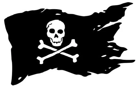 Pirate flag crossbones warning wind ripped illustration Stock Illustration