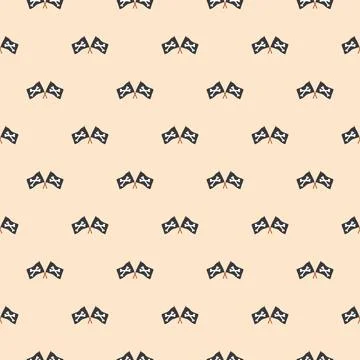 Pirate flag crossed bones Seamless Pattern. Cartoon Pirate elements and objec Stock Illustration