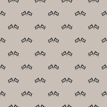 Pirate flag crossed bones Seamless Pattern. Cartoon Pirate elements and objec Stock Illustration