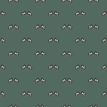 Pirate flag crossed bones Seamless Pattern. Cartoon Pirate elements and objec Illustrazione stock