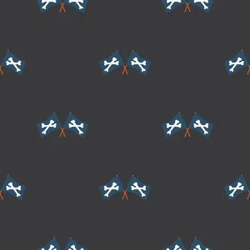 Pirate flag crossed bones Seamless Pattern. Cartoon Pirate elements and objec Illustrazione stock