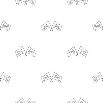 Pirate flag crossed bones Seamless Pattern. Cartoon Pirate elements and objec Stock Illustration