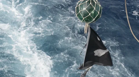 Pirate flag is flapping in the wind Stock Footage 37580374