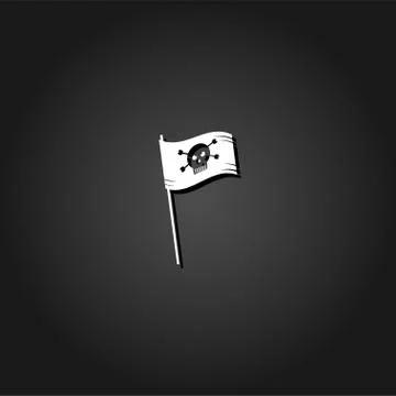 Pirate flag icon flat. Stock Illustration