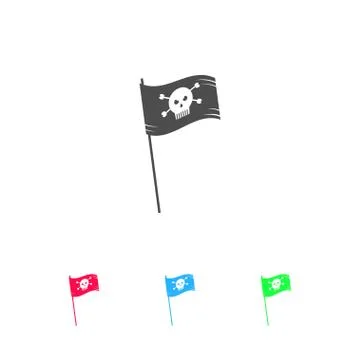Pirate flag icon flat. Stock Illustration