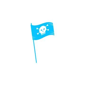 Pirate flag icon flat. Stock Illustration