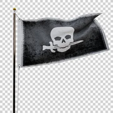 Pirate flag  isolated  on transparent  background Stock Illustration