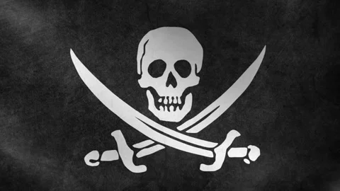 Pirate Flag (Jolly Roger) Flag Seamless Looping Background Stock Footage 339287968