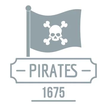 Pirate flag logo, simple gray style Stock Illustration