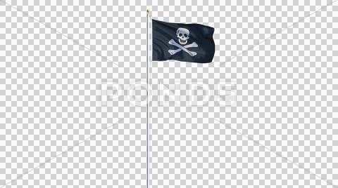 Pirate flag, long shot, isolated with alpha channel Stock Photos