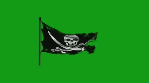 Pirate flag motion graphics with green screen background Stock Footage 138677207