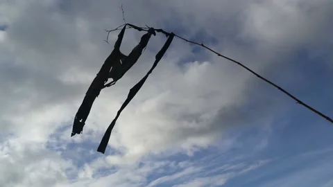 Pirate flag. Old black flag. Stock Footage 237976009