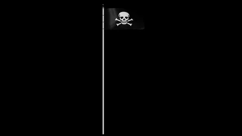 Pirate Flag on Pole with Alpha Channel 库存影片 87254682