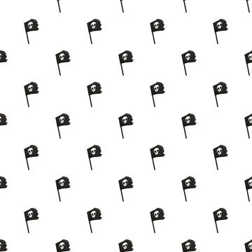 Pirate flag seamless pattern with skull and crossbones Stock Illustration