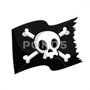 Pirate flag. Skull and bones on black ribbon. element of death.: Graphic  #149025277