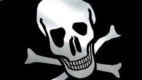 Pirate flag video waving in wind. Isolated Waving Pirate Flag. Jolly Roger Flag Stock Footage 104959903