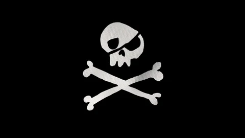 Pirate flag waving in wind on alpha channel, jolly roger Stock Footage 88458787